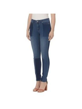 Martha Stewart Collection Patchwork Skinny Jeans - Blue (Size 4)